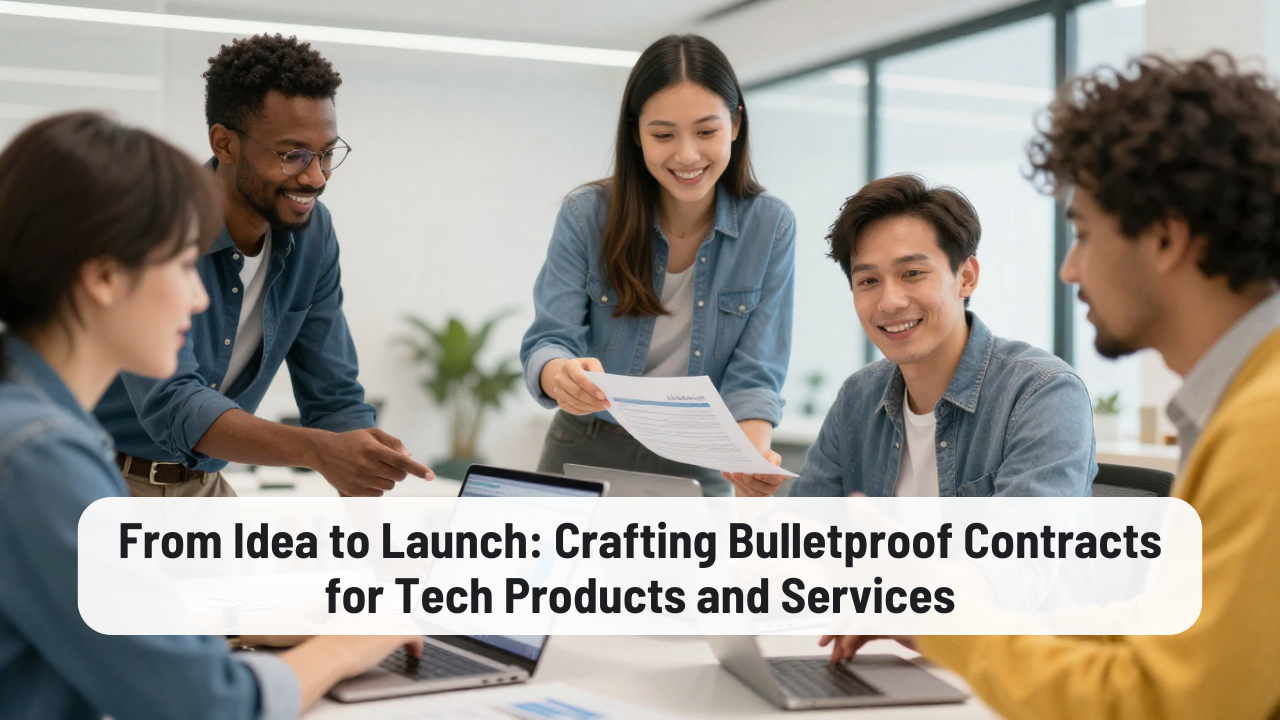 Tech entrepreneur reviewing bulletproof business contract templates and SaaS agreements